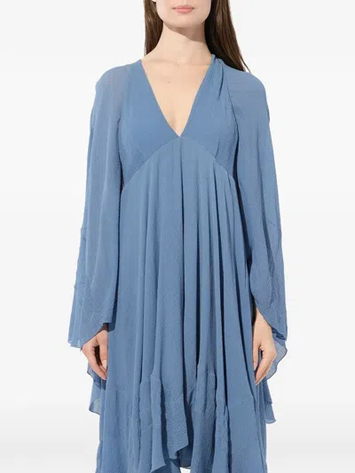 Chloé Crinkled Handkerchief-hem Dress In Blue