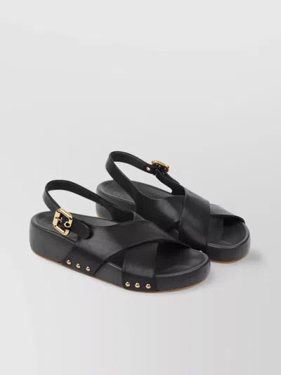 Chloé Criss-cross Stud Slingback Sandals In Gray