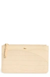 Chloé Croc Embossed Leather Zip Pouch