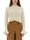 Chloé Latte-colored Crochet Cardigan In Blend