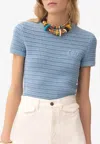 Chloé Embroidered Crocheted Cotton T-shirt In Blue