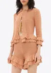 Chloé Crochet-knit Ruffled Cardigan In Neutral
