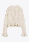 Chloé Latte-colored Crochet Cardigan In Cotton Blend Women