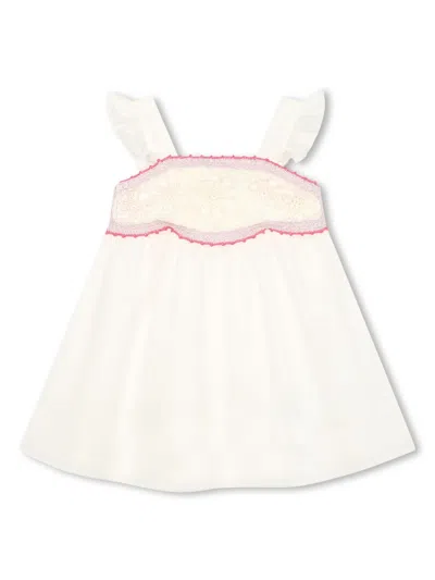 Chloé Babies' Crochet-panell Sleeveless Dress In White