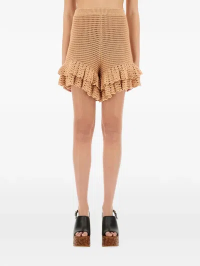 CHLOÉ CROCHET RUFFLED SHORTS