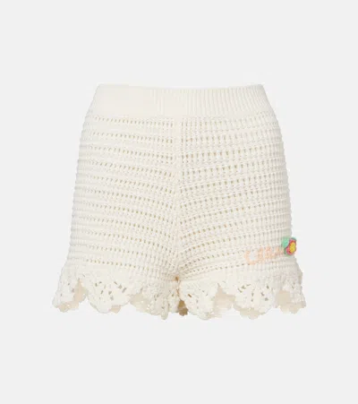 Chloé High-waisted Scalloped-trim Cotton Shorts With Embroidered Hem Detail In Neutral