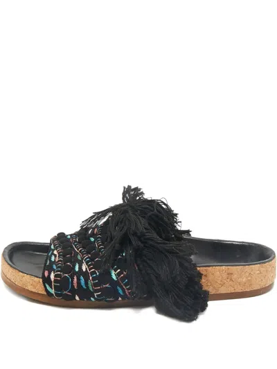 Pre-owned Chloé Crochet Tassel Sandals In Black