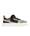 Chloé Crochet-trim Low-top Leather Sneakers In Black