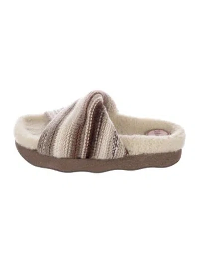 Pre-owned Chloé Crochet Trim Slides In Neutral