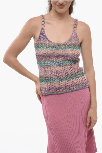 Chloé Crochet Wool Tank Top In Multi