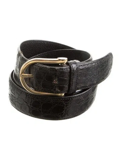 Pre-owned Chloé Crocodile Belt In Black