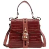 Chloé Chloe Crocodile Embossed Small Aby Day Shoulder Bag In Brown