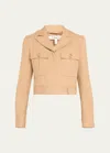 Chloé Cropped Cotton-drill Jacket In Worn Brown