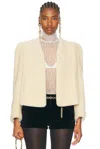 Chloé Crop Fur Jacket In Papyrus White