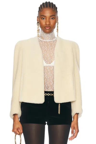 Chloé Crop Fur Jacket In Papyrus White