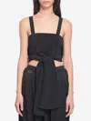 Chloé Cropped Tank Top With Ribbons In Black