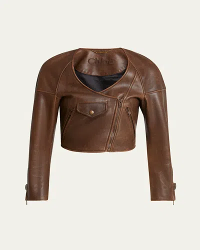 Chloé Cropped Asymmetric Leather Jacket