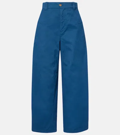 Chloé Cropped Barrel-leg Pants In Blue