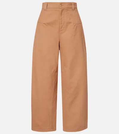 Chloé Cropped Barrel-leg Pants In Brown