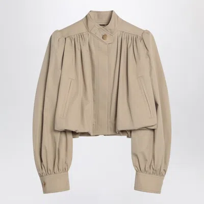 CHLOÉ CROPPED BEIGE COTTON GABARDINE JACKET
