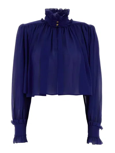 Chloé Cropped Blouse In Blue