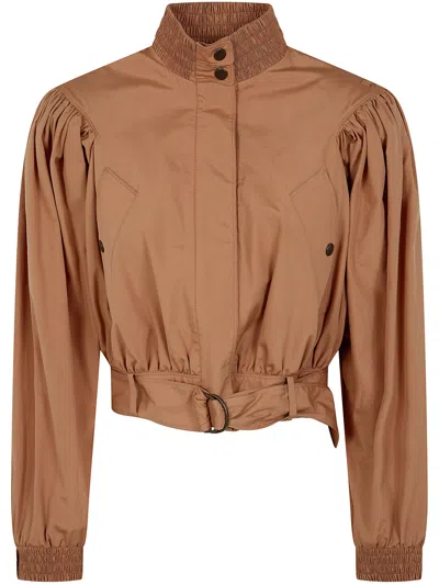 Chloé Cropped Bomber Jacket In Brown