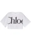 Chloé Women Cropped Boxy Logo T-shirt In Gray
