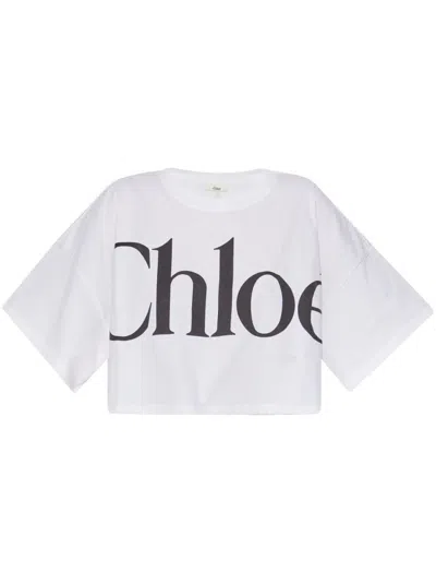 CHLOÉ CHLOÉ CROPPED BOXY LOGO T-SHIRT