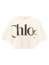 Chloé Women Cropped Boxy Logo T-shirt In White