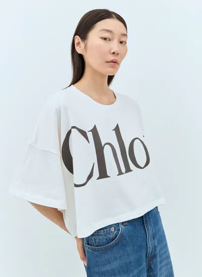 CHLOÉ CROPPED BOXY LOGO T-SHIRT