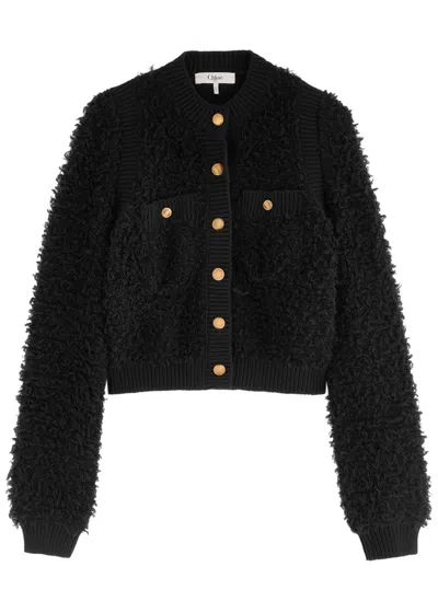 Chloé Boucle-knit Cardigan In Black