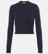 Chloé Embellished Cable-knit Cotton Sweater In Blue