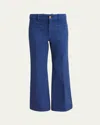Chloé Cropped Canvas Bootcut Trousers In Blue Pant