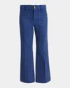 Chloé Cropped Canvas Bootcut Trousers In Blue Pant
