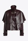 Chloé Chloe Jacket With Cape In Mahogany Leather Women In Mahogany