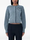 Chloé Fitted Cardigan With Logo In Wool And Cashmere Knit In Gray