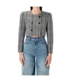 Chloé Virgin Wool Checked Double-breasted Cropped Jacket In Gray