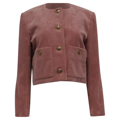 Chloé Cropped Corduroy Jacket In Pink Cotton In Brown