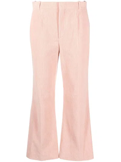 Chloé Cropped Corduroy Trousers In Pink