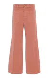 Chloé Cropped Cotton Canvas Bootcut Pants In Pink