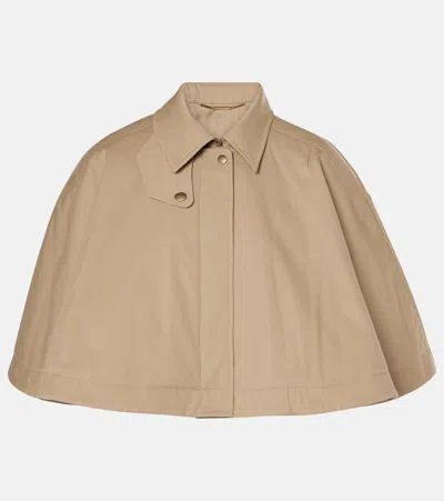 Chloé Cropped Cotton Gabardine Cape In Soften Brown
