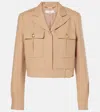 Chloé Cropped Cotton-drill Jacket In Beige