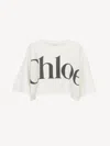 Chloé White Cropped T-shirt With Logo Lettering Print In Cotton Woman