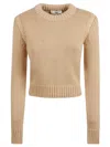 Chloé Cropped Crew Neck Sweater In Neutral