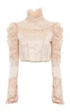 Chloé Cropped Duchess Silk Satin Jacket In Pink