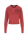 Chloé Short And Fitting Pullover With Wool Logo In Red