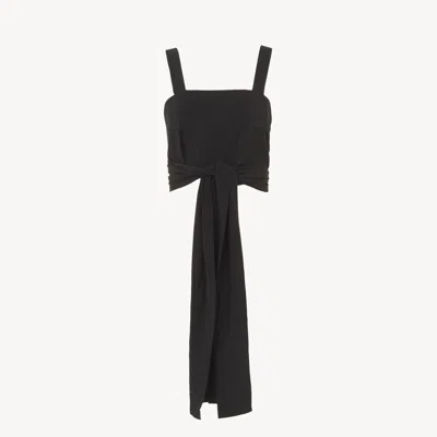 CHLOÉ CROPPED FRONT-TIE TANK TOP IN CRÊPE DE CHINE BLACK SIZE M 100% SILK