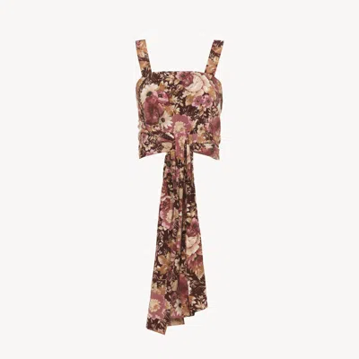 CHLOÉ CROPPED FRONT-TIE TANK TOP IN CRÊPE DE CHINE PINK SIZE M 100% SILK