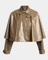 Chloé Cropped Glossy Lacquered Cape In Boyish Brown