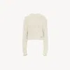 Chloé Cropped Intarsia Knitted Sweater In Wool Blend White Size M 79% Wool, 14% Silk, 7% Cashmere In White